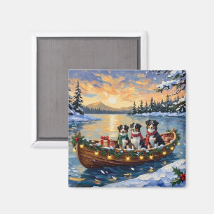 Australischer Schäferhund Weihnachtsboot Urlaub Magnet