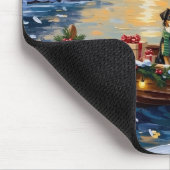 Australischer Schäferhund Weihnachtsboot Urlaub Mousepad (Ecke)