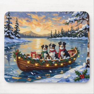 Australischer Schäferhund Weihnachtsboot Urlaub Mousepad