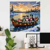Australischer Schäferhund Weihnachtsboot Urlaub Poster (Heimbüro)