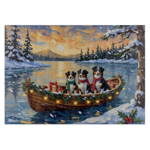 Australischer Schäferhund Weihnachtsboot Urlaub Schneidebrett