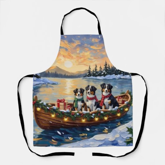 Australischer Schäferhund Weihnachtsboot Urlaub Schürze (Vorderseite)