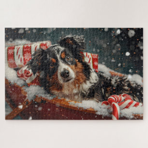 Australischer Schäferhund Weihnachtsfest Puzzle