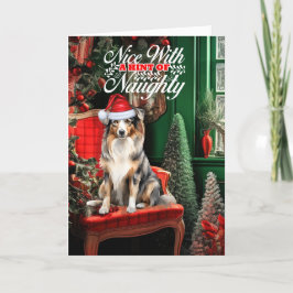 Australischer Schäferhund Weihnachtshund Naughty o Feiertagskarte
