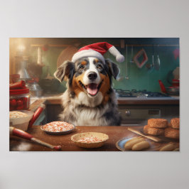 Australischer Schäferhund Weihnachtskekse Urlaub Poster