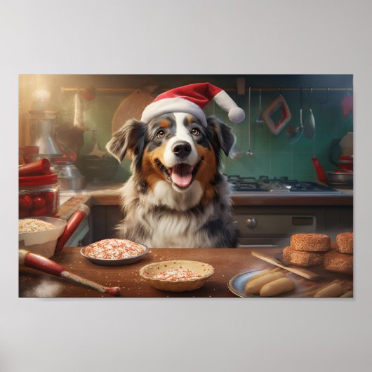 Australischer Schäferhund Weihnachtskekse Urlaub Poster (Vorne)