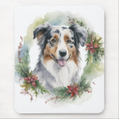 Australischer Schäferhund Weihnachtskranz Festlich Mousepad (Vorne)