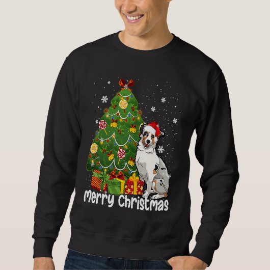 Australischer Schäferhund Weihnachtsmann Weihnacht Sweatshirt (Vorderseite)