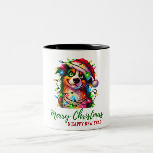 Australischer Schäferhund Weihnachtsmärchen geschn Zweifarbige Tasse