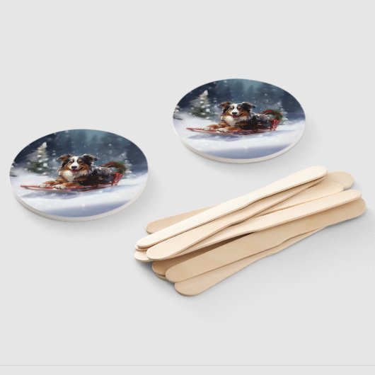 Australischer Schäferhund Weihnachtsschnee im Wint Fächer (Non-assembled)