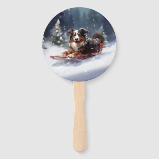 Australischer Schäferhund Weihnachtsschnee im Wint Fächer (Vorderseite)