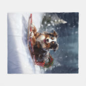 Australischer Schäferhund Weihnachtsschnee im Wint Fleecedecke (Vorderseite (Horizontal))