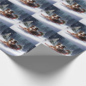 Australischer Schäferhund Weihnachtsschnee im Wint Geschenkpapier (Ecke)