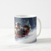 Australischer Schäferhund Weihnachtsschnee im Wint Kaffeetasse (VorderseiteRechts)
