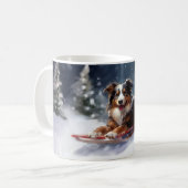 Australischer Schäferhund Weihnachtsschnee im Wint Kaffeetasse (Vorderseite Links)