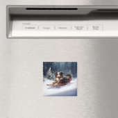 Australischer Schäferhund Weihnachtsschnee im Wint Magnet (In Situ (Geschirrspüler))