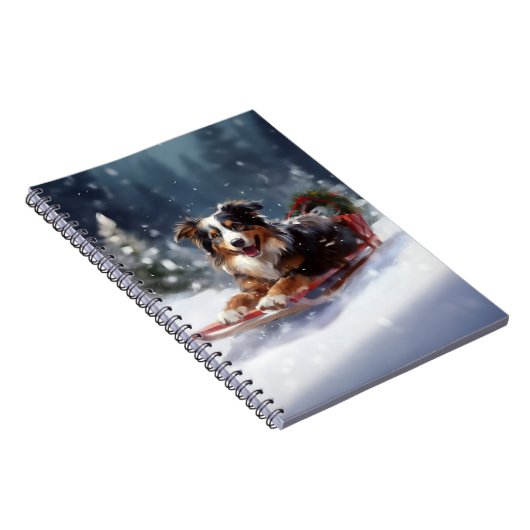 Australischer Schäferhund Weihnachtsschnee im Wint Notizblock (Rechte Seite)
