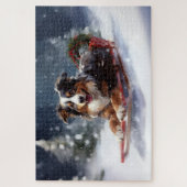 Australischer Schäferhund Weihnachtsschnee im Wint Puzzle (Vertikal)