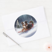 Australischer Schäferhund Weihnachtsschnee im Wint Runder Aufkleber (Umschlag)