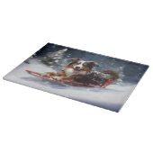 Australischer Schäferhund Weihnachtsschnee im Wint Schneidebrett (Ecke)