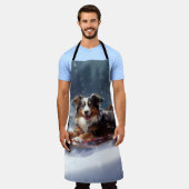 Australischer Schäferhund Weihnachtsschnee im Wint Schürze (Getragen)