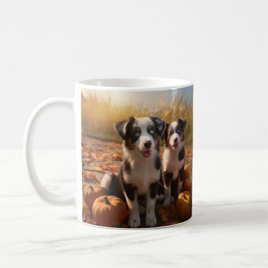 Australischer Schäferhund Welpe Autumn Delight Pum Kaffeetasse (Links)