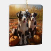 Australischer Schäferhund Welpe Autumn Delight Pum Keramikornament (Rechts)