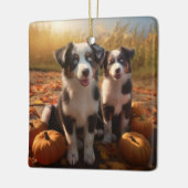 Australischer Schäferhund Welpe Autumn Delight Pum Keramikornament (Links)