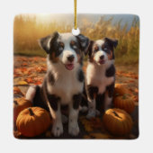 Australischer Schäferhund Welpe Autumn Delight Pum Keramikornament (Rückseite)