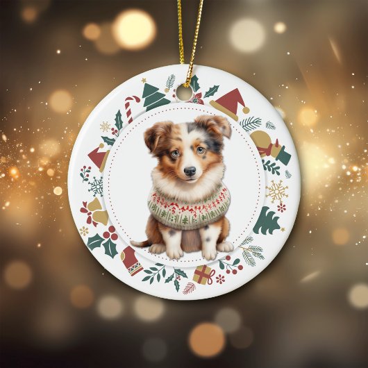 Australischer Schäferhund Welppy Winter Sweater We Keramik Ornament
