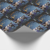 Australischer Schäferhund Whimsical Halloween Male Geschenkpapier (Ecke)