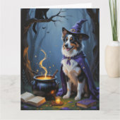 Australischer Schäferhund Whimsical Halloween Male Karte (Vorderseite)