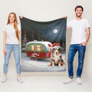 Australischer Schäferhund-Wohnwagen-Weihnachtsaben Fleecedecke