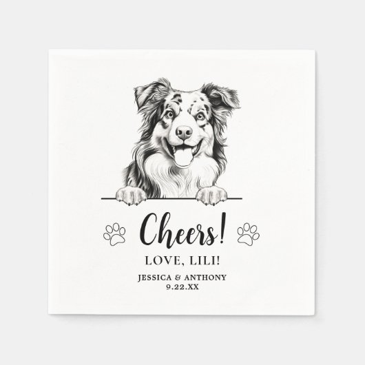 Australischer Schäferhund Zeichne Personalisiert C Serviette (Vorderseite)