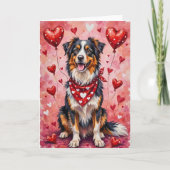 Australischer Schäferhund zum Valentinstag mit Her Karte (Vorderseite)
