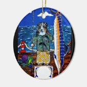 Australischer Schepherd Marlin Fishing Keramik Ornament (Links)