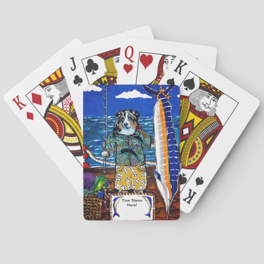 Australischer Schepherd Marlin Fishing Spielkarten (Rückseite)