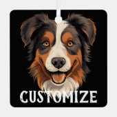 Australischer Shepherd Dog Individuelle Name Perso Ornament Aus Metall (Vorderseite)