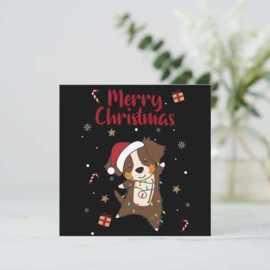 Australischer Shepherd Frohe Weihnachts Winter Inv Einladung (Stehend Vorderseite)