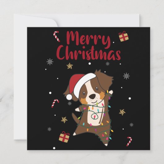 Australischer Shepherd Frohe Weihnachts Winter Inv Einladung (Vorderseite)