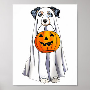 Australischer Shepherd Halloween Funny Ghost-Kostü Poster