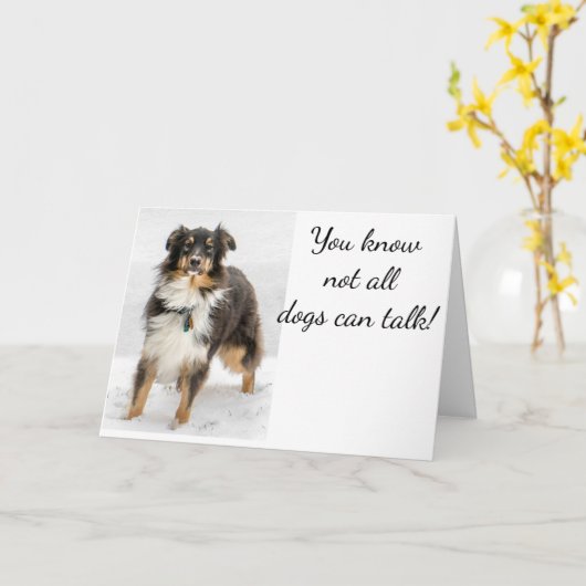 AUSTRALISCHER SHEPHERD SENDET UNS EINE GEBURTSKART KARTE (Gelbe Blume)