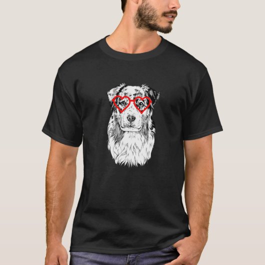 Australischer Shepherd Valentinstag Aussie Dog Mam T-Shirt (Vorderseite)