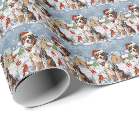 Australischer Shepherd Winter Wonderland Weihnacht Geschenkpapier (Rolleneckpunkt)