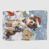 Australischer Shepherd Winter Wonderland Weihnacht Golfhandtuch (Horizontal)