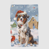Australischer Shepherd Winter Wonderland Weihnacht Golfhandtuch (Vorderseite)