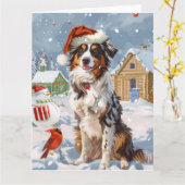 Australischer Shepherd Winter Wonderland Weihnacht Karte (Gelbe Blume)