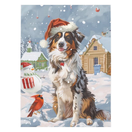 Australischer Shepherd Winter Wonderland Weihnacht Tischdecke (Vorderseite)