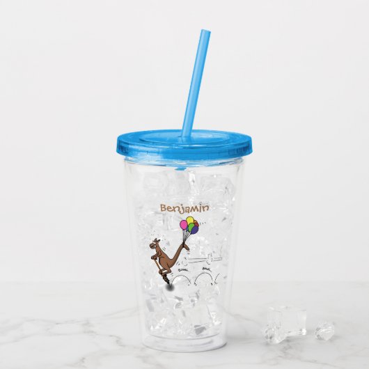 Australischer Spaß Kangaroo Cartoon Illustration Acryltrinkbecher (Rückseite Ice)