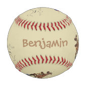 Australischer Spaß Kangaroo Cartoon Illustration Baseball (Rückseite)